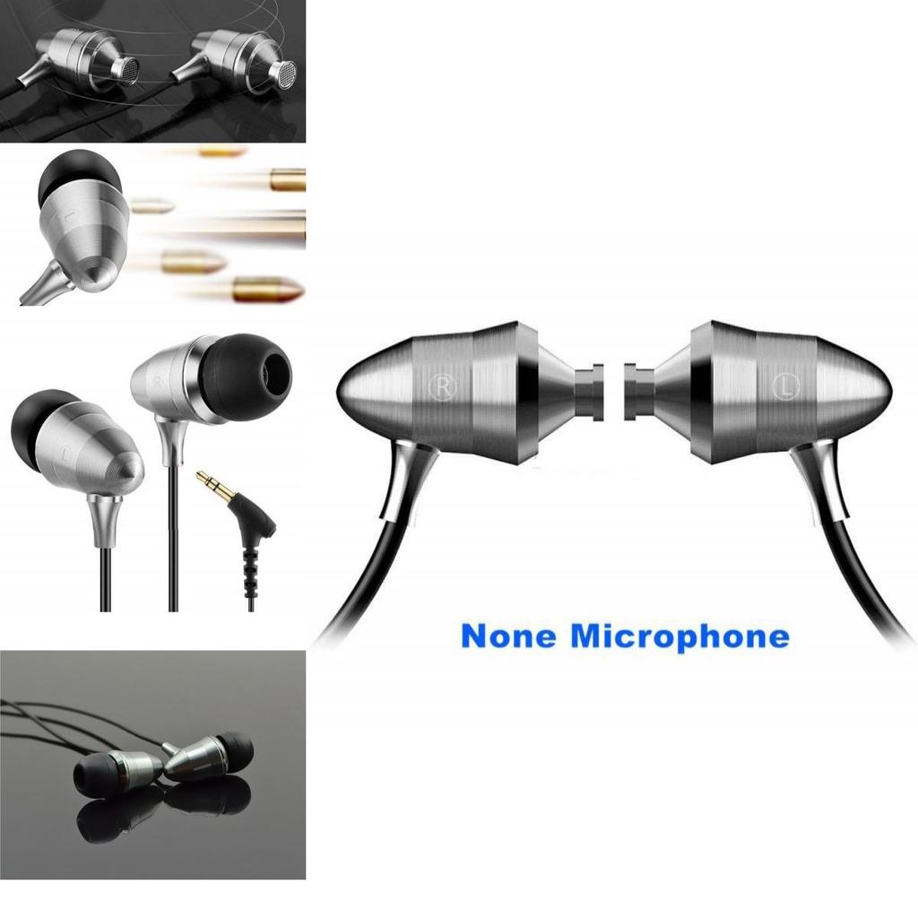 Silver Bullet Earphones Metal Deep Bass Wired Inear Headphones For Music Lovers