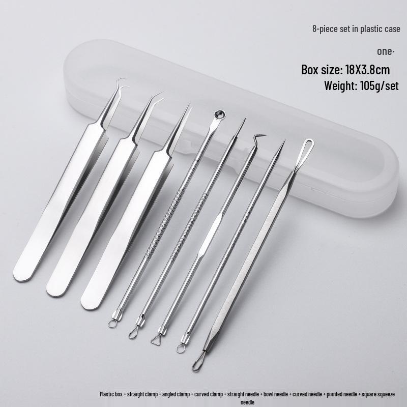 Stainless Steel Ultra-Sharp Blackhead & Acne Extractor Tweezers Set