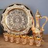 European Wine Set, Alloy Home Peacock Wine Pot Set, Golden Vintage Wine Glass, Wine Pot Home Living Room Decoration,1Set