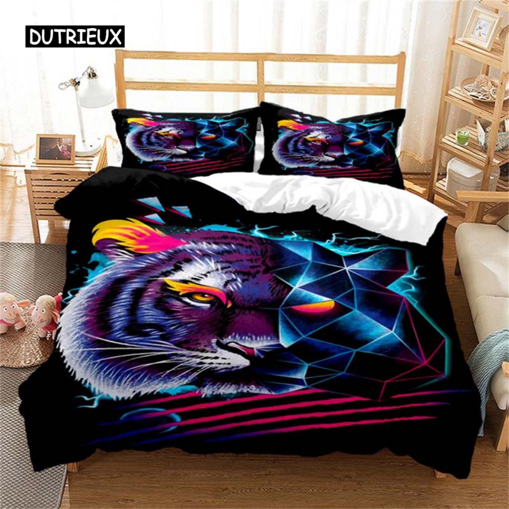 Duvet Cover Tiger Soft Comforter Cover Microfiber Animal Bedding Set Tiger Pattern Quilt Cover for Room Decor Bedclothes Bedroom