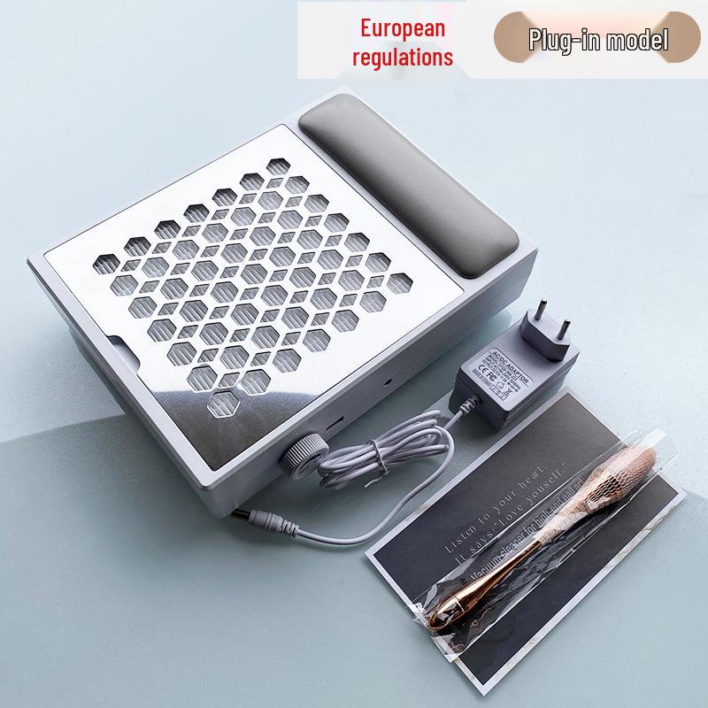 Rechargeable Brushless Nail Dust Collector with Adjustable Speed and High Suction Power, Includes Hand Rest.