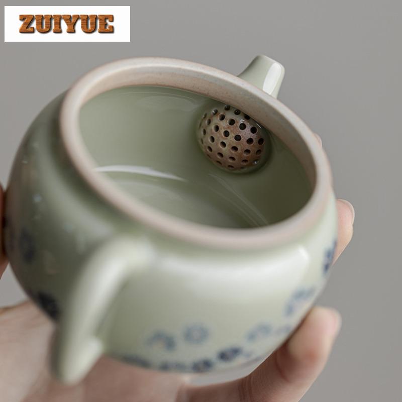 130ml Hand Painted Butterfly Flower De Zhong Teapot Creative Tea Infuser Pot Tea Brewing Kettle With Ball Hole Tea Set Ornaments