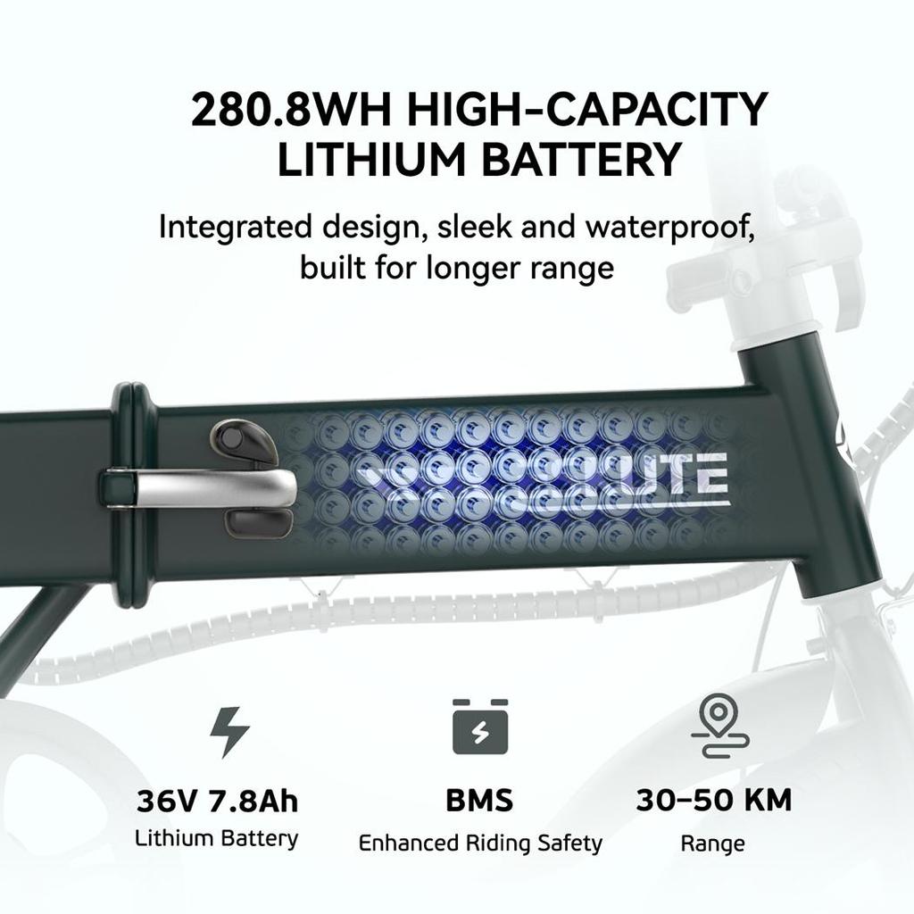 Electric Bike Foldable ESKUTE F200 250W Motor Top Speed 25Km/h 36V 7.8AH Range 50Km Load 120Kg