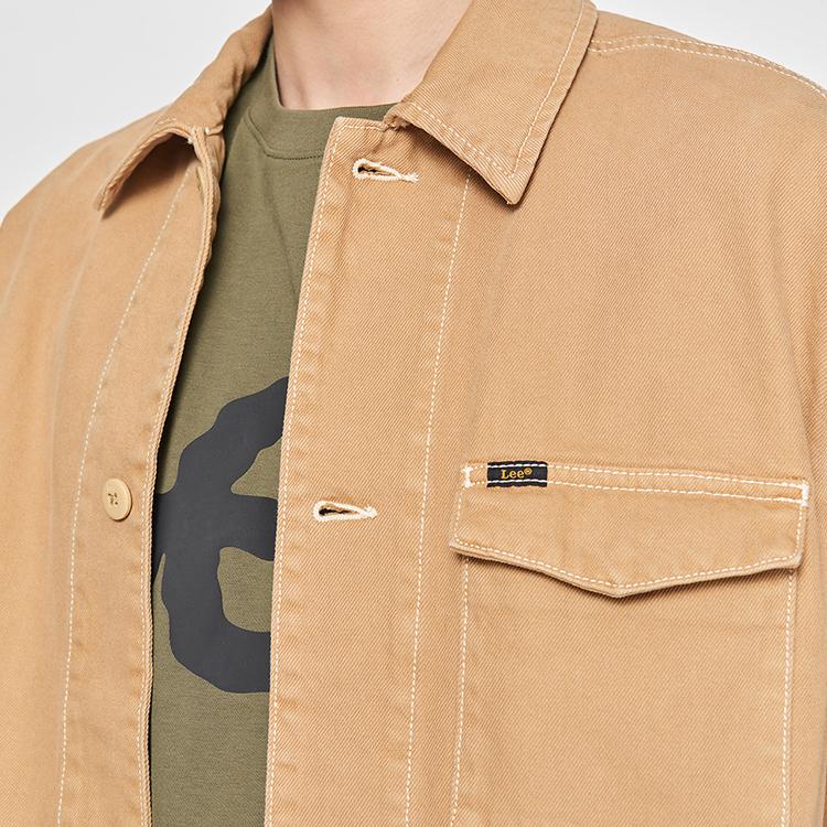 Lee Comfortable Contrast Stitch Design Work Jacket Men Jackets Khaki LMT010155201532A07960