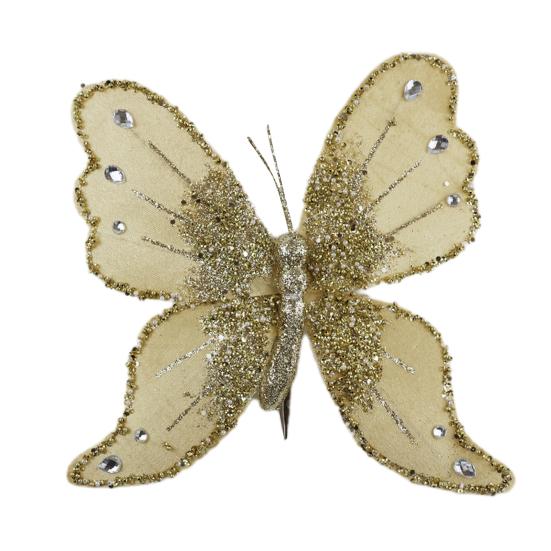 Fabric Glitter Butterfly Ornament Artificial Butterfly Christmas Tree Hanging Decoration for Ceiling Wall Tree Wreath Decor