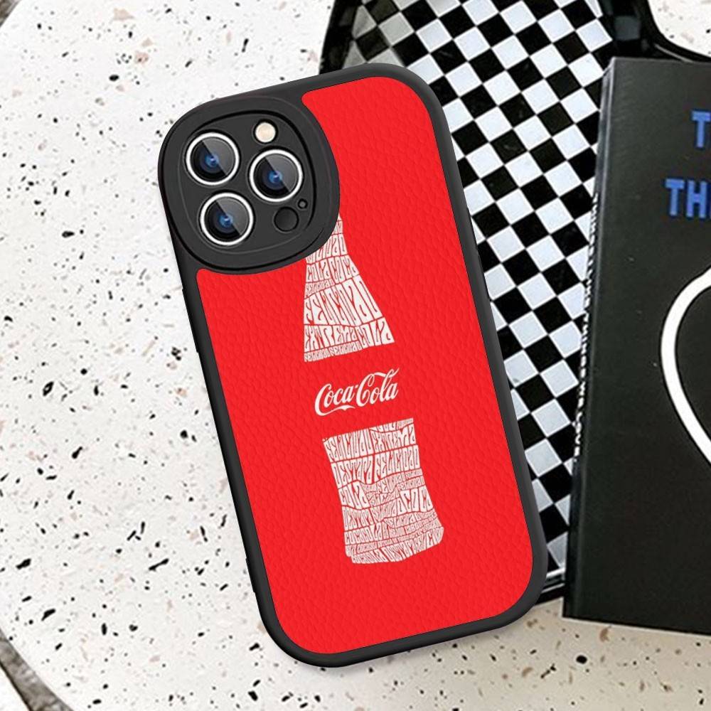 Coca-cola Vintage Leather Phone Case For IPhone 16 15 14 17 Pro Max 11 12 Mini Plus Soft Shell