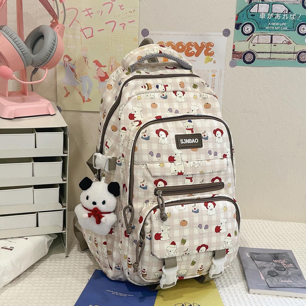 Schoolbag high-value backpack college student cute cartoon printed schoolbag junior high school student sweet large-capacity versatile backpack
