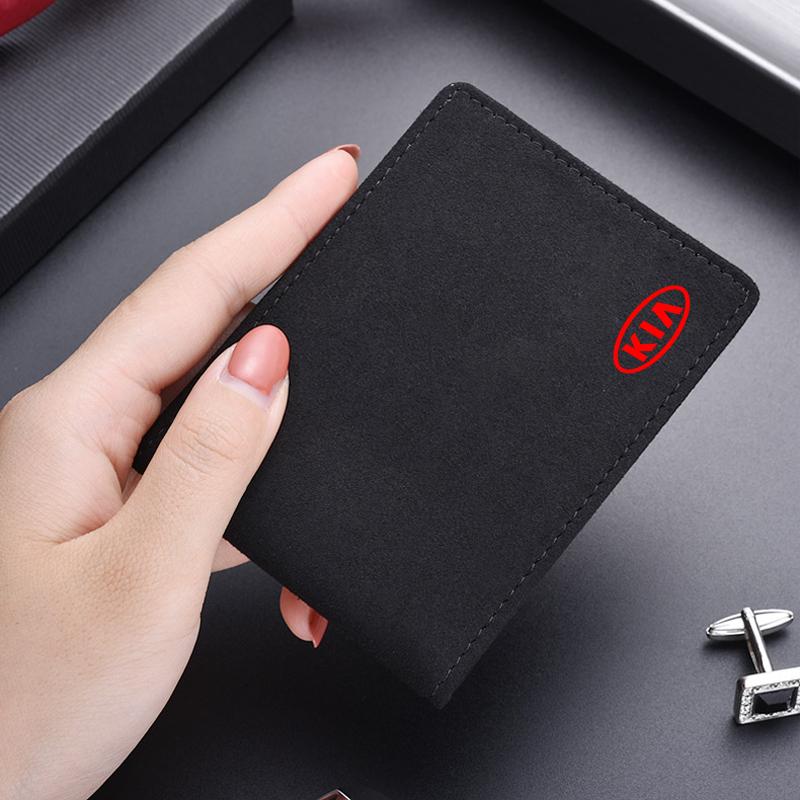 1pcs PU Leather Credit Card Case Car Driving Documents Protective Case For Kia Rio Ceed Sportage Cerato Soul Sorento K2 K5 Flip Car Accessories