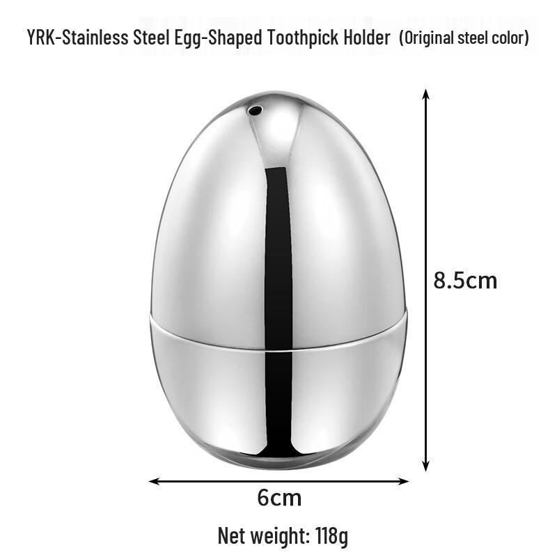 ZISIZ 304 Stainless Steel Egg-Shaped Toothpick Holder