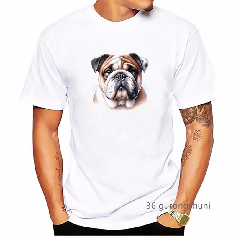 British Bulldog Dog Animal Printed T Shirt Men Clothes 2024 Summer Fashion Short Sleeve TShirt Homme Harajuku Shirt