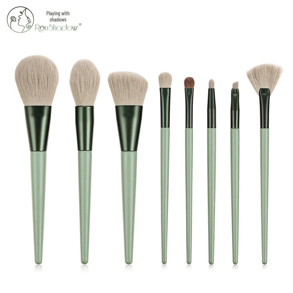 Nongying 8-Piece Animal Hair Makeup Brush Set with Storage Bucket for Beginners
