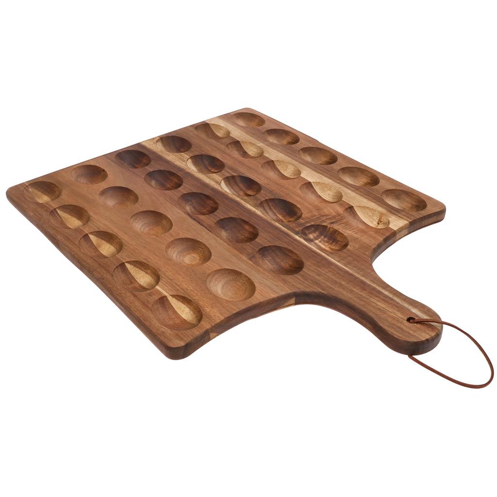 30 Hole Deviled Egg Platter Wood Deviled Egg Holder with Handle Multi-role Cutting Board Reversible Egg Tray Kitchen Accessories