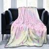 Crescent Moon And Bunny Rainbow Pattern Blankets Throw Blanket Lightweight Throw Blankets for Bedding Throws Bedspread Quilt