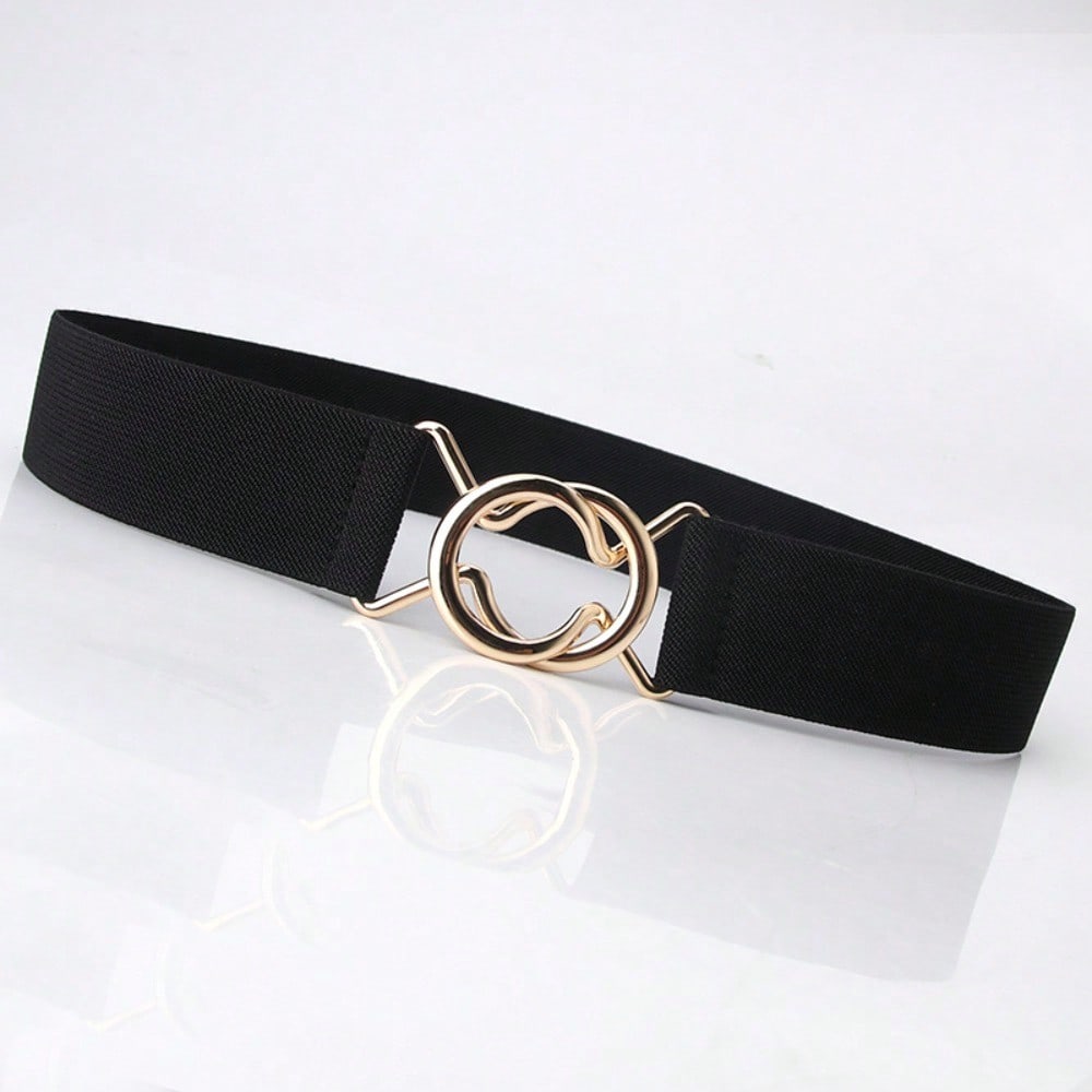 Rondelle de taille élastique simple pour robe de femme Anneau de ceinture ajusté Rondelle de taille à boucle noir