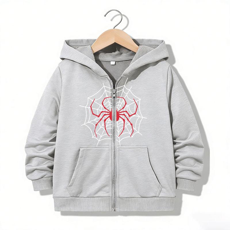 Streetwear Zipper Hoodie Casual Spider Letter Hoodies Jackets Boys Girls Y2k Zip Up Sweatshirt Spring Autumn Hoodies