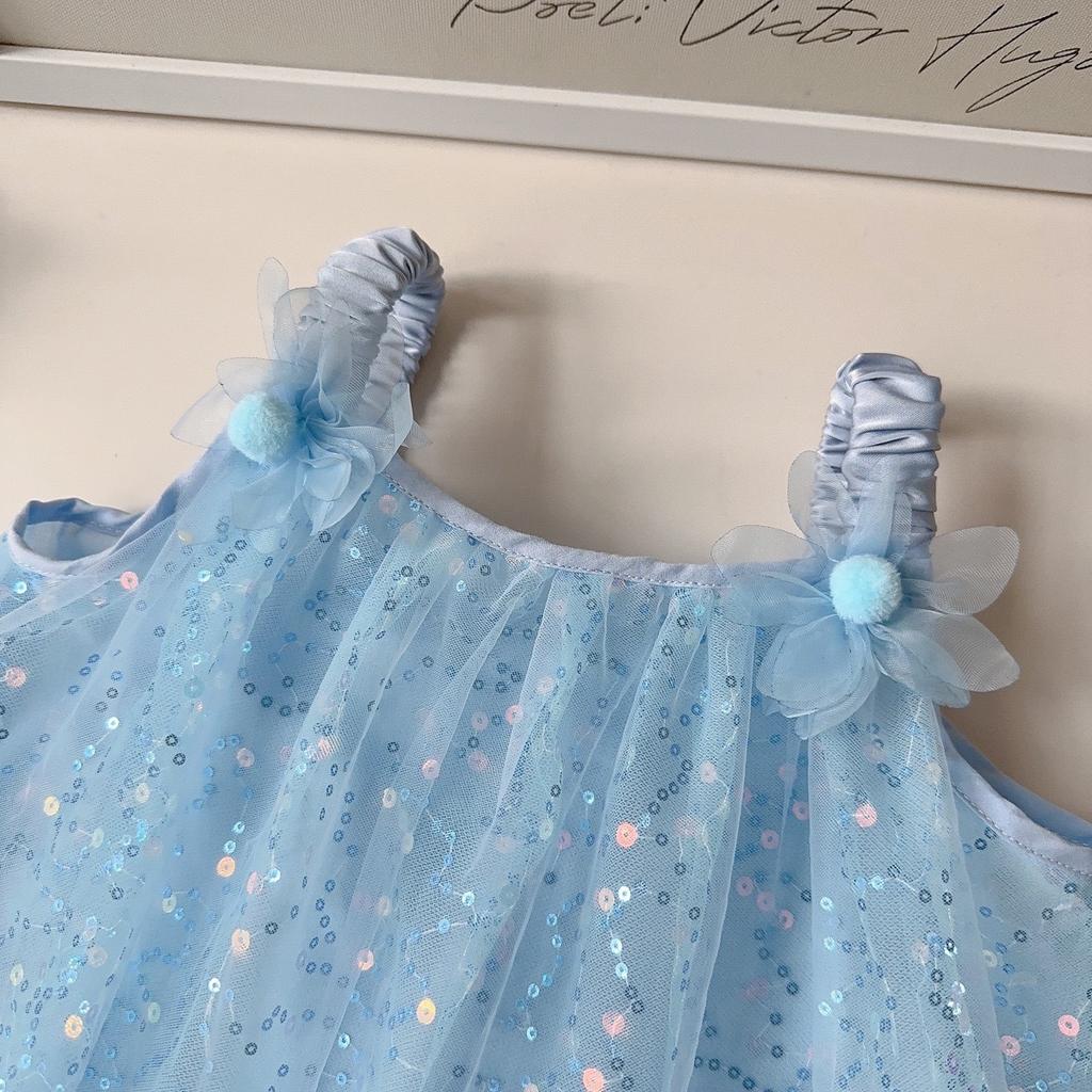 Summer Girls Sequin Tulle Sleeveless Princess Dress Kids Party Tutu Gown For Little Girl Birthday Celebration Outfit