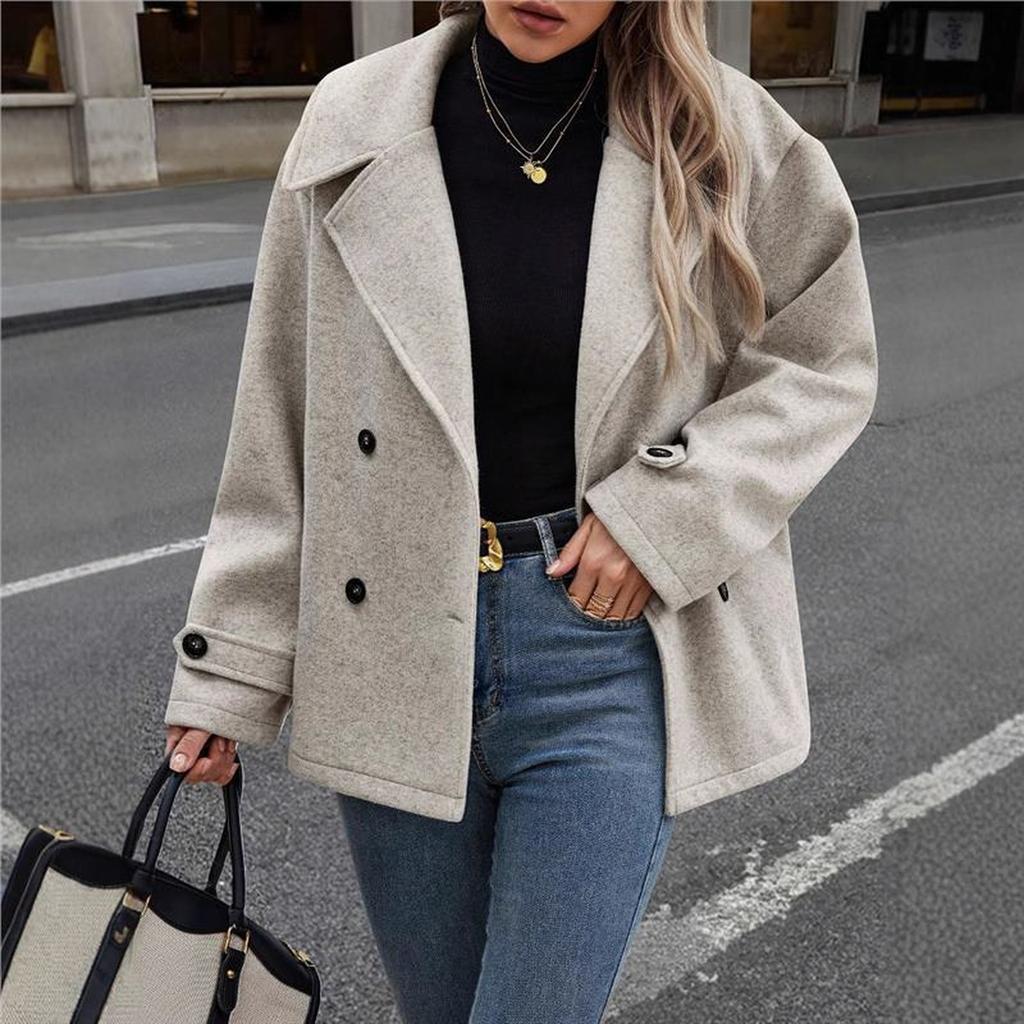 Women's Streetwear-inspired Casual Wool Jacket With Suit Collar