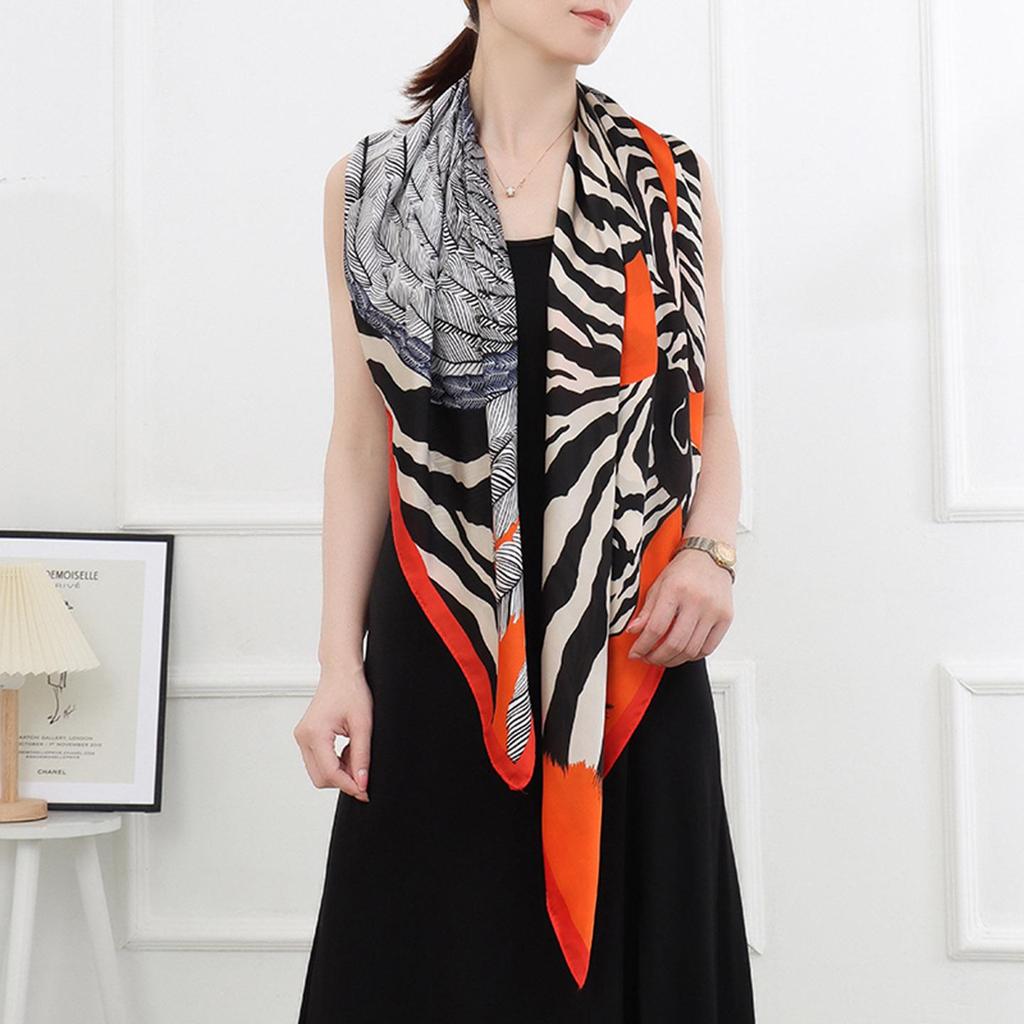 Damen 110cm Bedruckter Kunstseidenschal: Vielseitiges Hals-, Strand- und Sonnenschutz-Wickeltuch