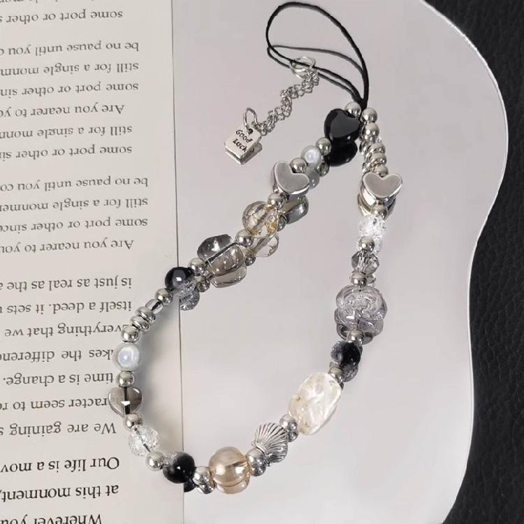 Elegant Flower Bead Pendant Accessory Y2K Heart Phone Charm Strap Hangings Charm