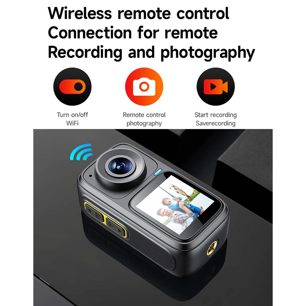 Sportovní kamera 4K/30FPS Dálkový ovladač WiFi Kamera se dvěma obrazovkami, 6osým dotykovým ovládáním Anti-Shake