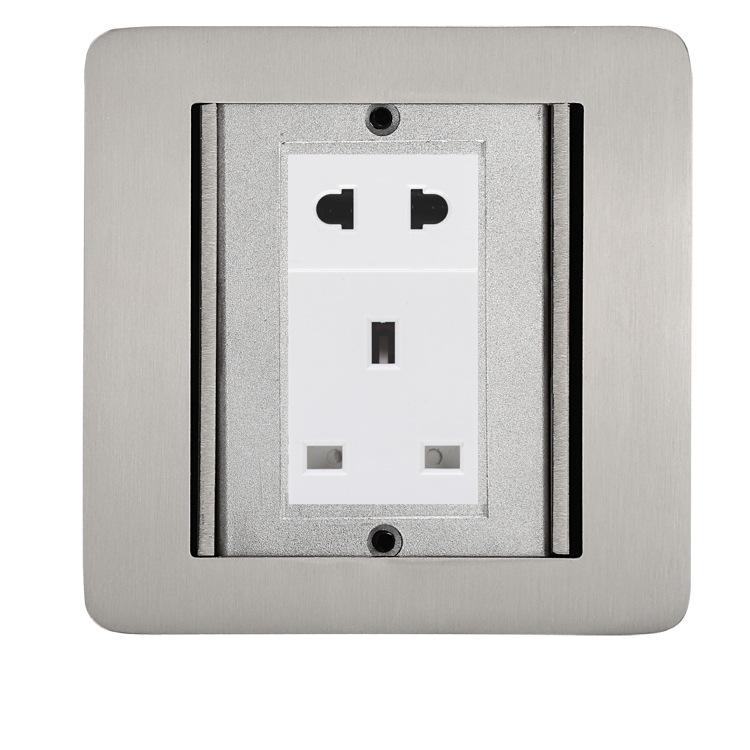 Stainless Steel Flip-Cover Floor Socket - UK/US Standard, Network Multimedia, Open-Type, Thai Style