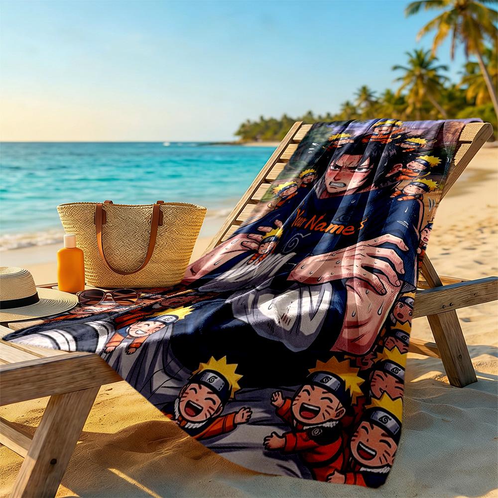 Naruto Character Customized Name Beach Towel Quick-Dry Soft Microfiber Perfect for Traveling Yoga Camping and Swimming