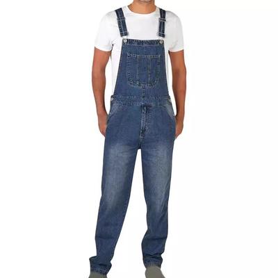 Men's Slim-Fit Retro Denim Overalls - Large Size, Solid Color