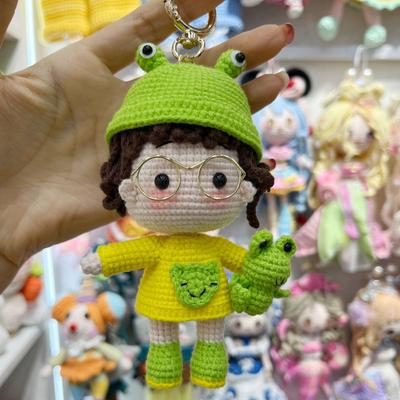 Customized 12-20cm High Handmade Crochet Doll Pendant, Finished Crochet Cute Frog Doll Decoration for Table,creative Key Chain