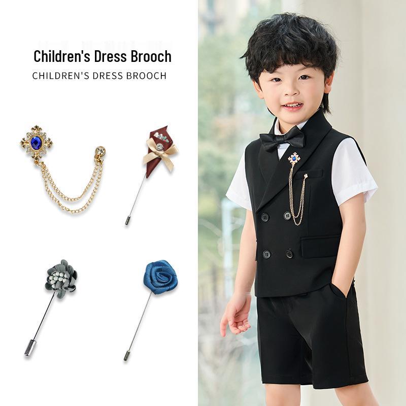Children's Tuxedo Suit with Flower Corsage & Necklace - Wedding and Performance Accessories