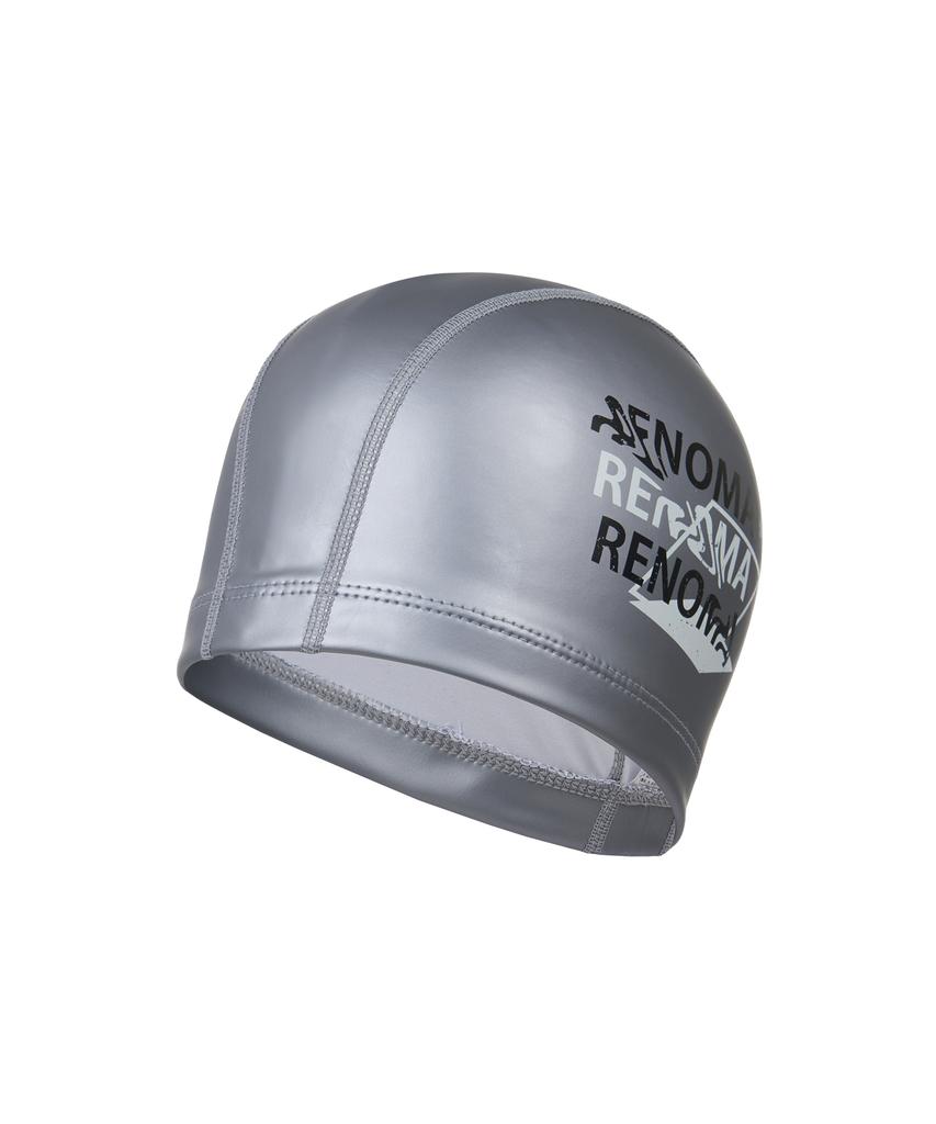Lenomasuyeongbog Supplies Adult Wave Text Pu Swim Cap Silver Ro-Rc2F003-Sv