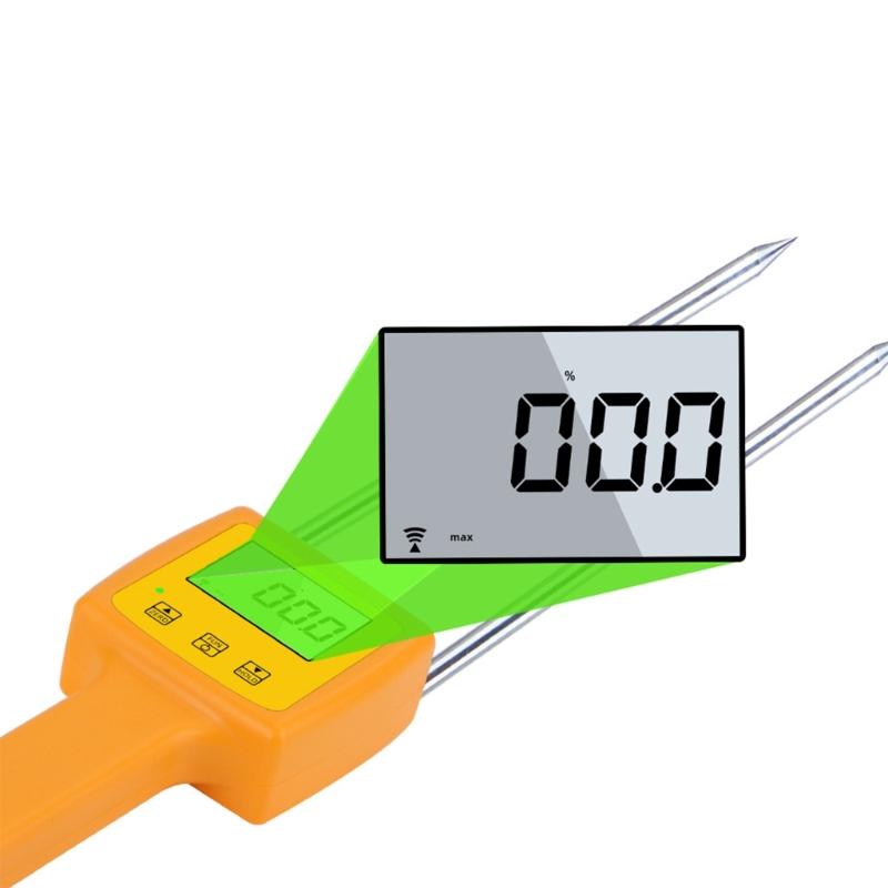 Digital Grains Meter Large Display Grains Humidity Meter Double Probes with Anti Slip Handle for Wheat Corn Bean Peanut