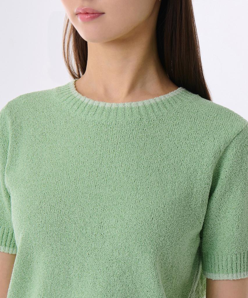 MUSINSA STANDARD WOMAN Women'S Mini Boucle Ringer Short Sleeve Knit [Green/Mint]