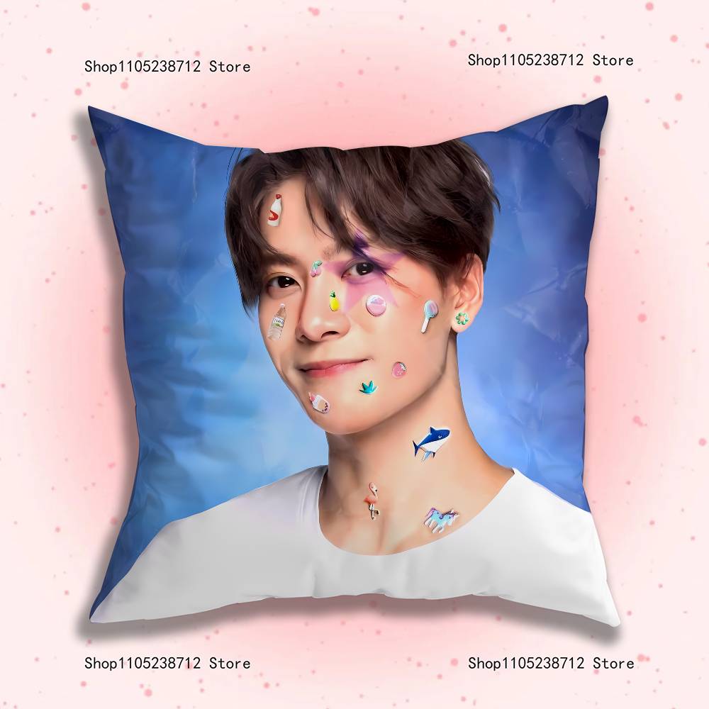 J-Jackson Wang Pillow Case Plush Fabric Soft Pillowcase Double Sided Print Sofa Cushion Cover Throw