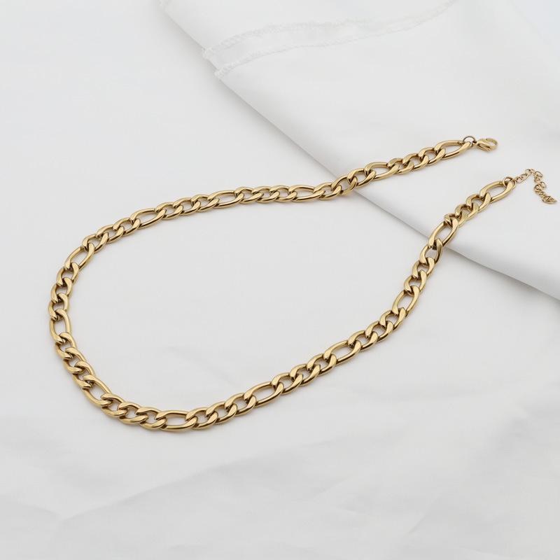 Nk Mother And Child Chain Non-Fading Titanium Steel Cuban Chain Hip Hop Figaro 18K Gold Necklace