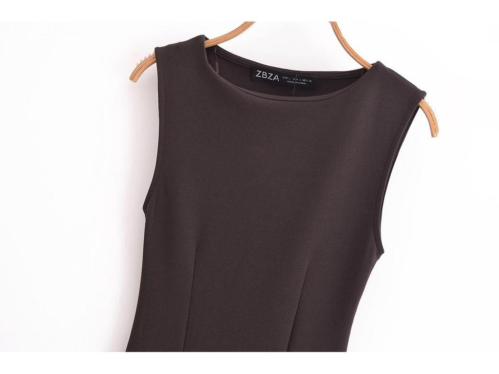 2025 Spring Women's Slim Sleeveless Belted Dress - European & American Style