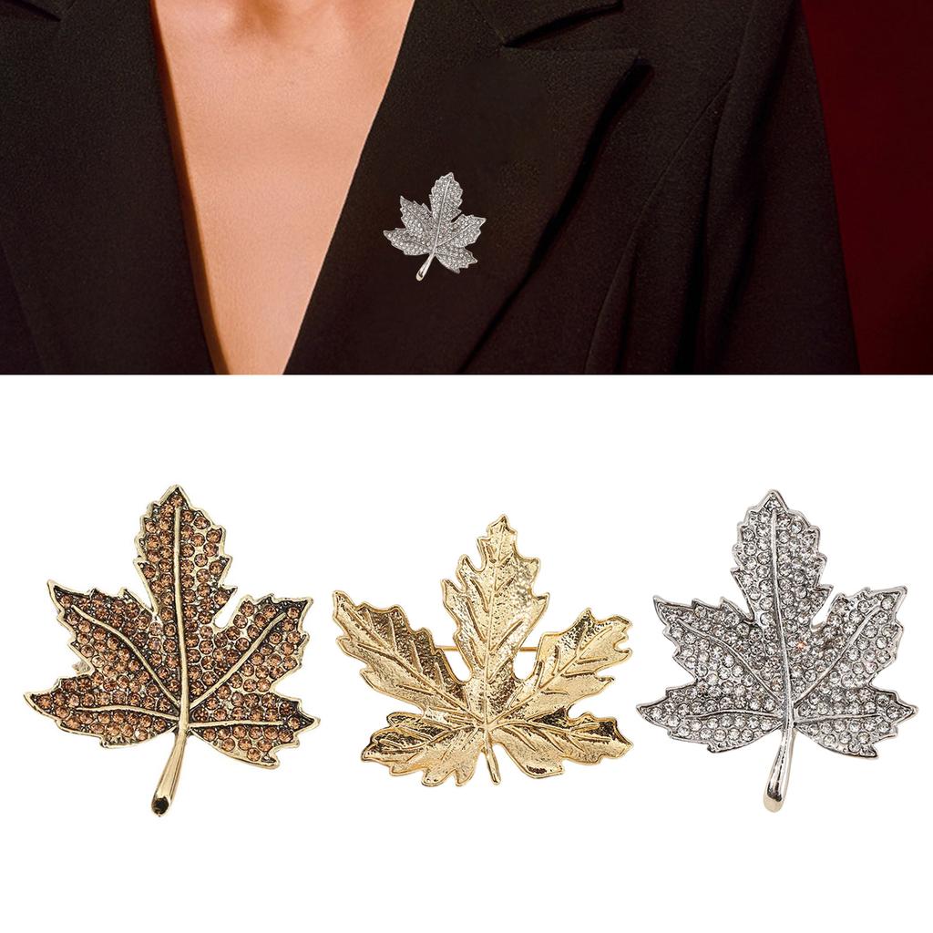 Vintage Maple Leaf Brooch With Antique Finish And Sparkling Rhinestones Antique Jewelry For Elegant Outfit Enhancement