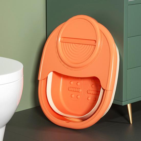 Folding Footbath with Lid Dual-State Switching One-Touch Foldable Design Foot Basin Ergonomic Anti-aging Pet Paw Care Tool