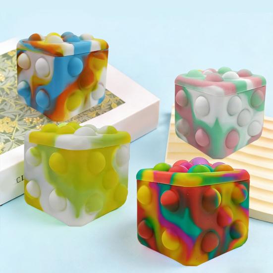 Stress Relief Toy Macaron Gradient Color Food-Grade Silicone Bubble Popper Hand-Eye Coordination Development 3D Cube Sensory Fidget
