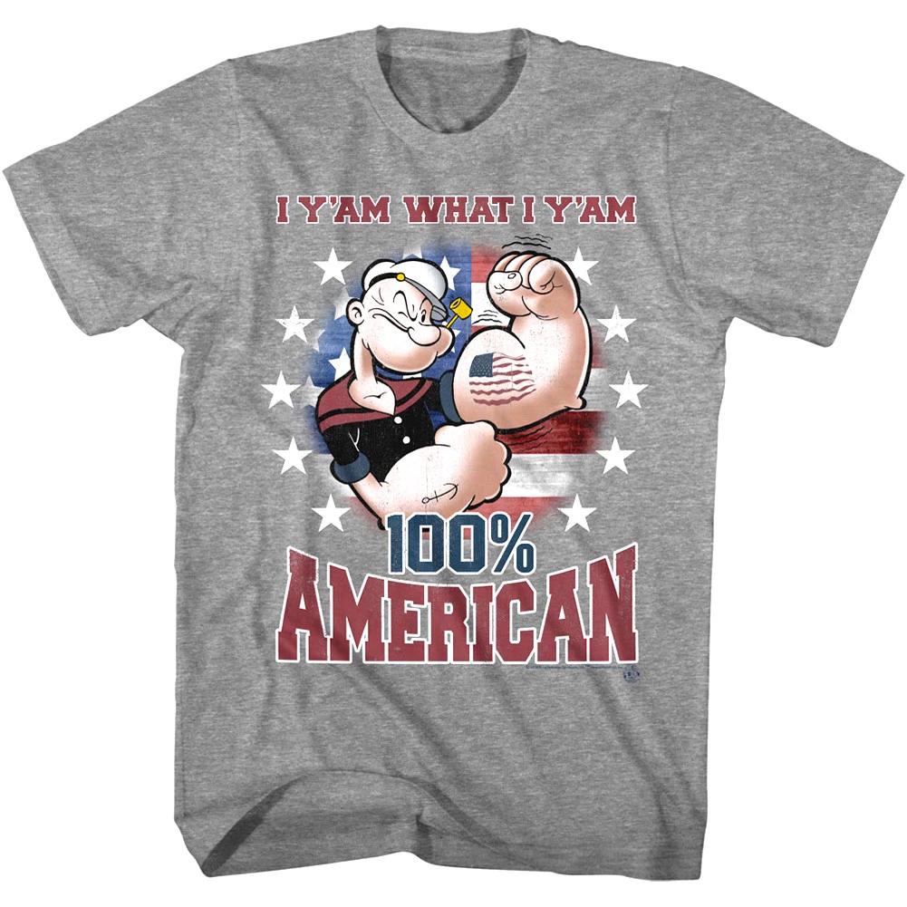 Popeye The Sailorman 100% American Flag Men s T Shirt Tattoo Stars Cartoon Comic S
