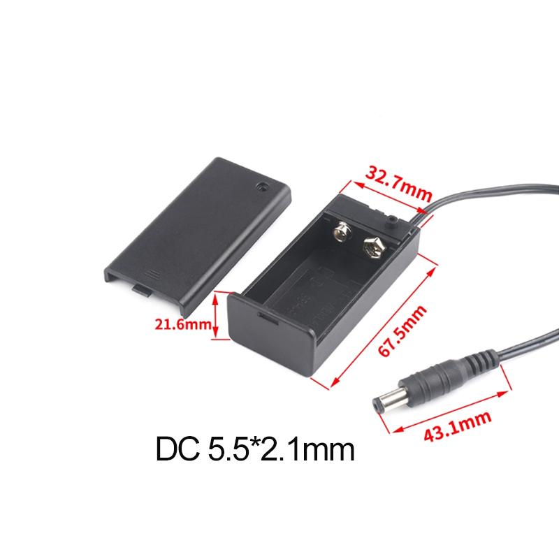1PC 9V Battery Holder With Dc5.5 * 2.1mm Plug With Lead Cover And On/Off Switch Cable And Dc Head 9V Diy Battery Box