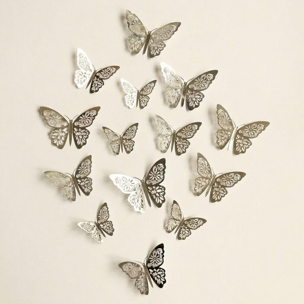 3D Butterfly Wall Stickers 12 Pieces Home Decor DIY Decals for Kids Room Nursery Bedroom Living Room Party Wedding Fridge