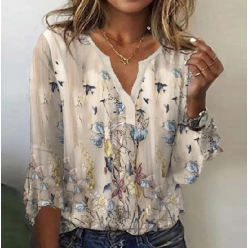 QICED Women's Fashion Casual Long Sleeve V Neck Blouses & Shirts