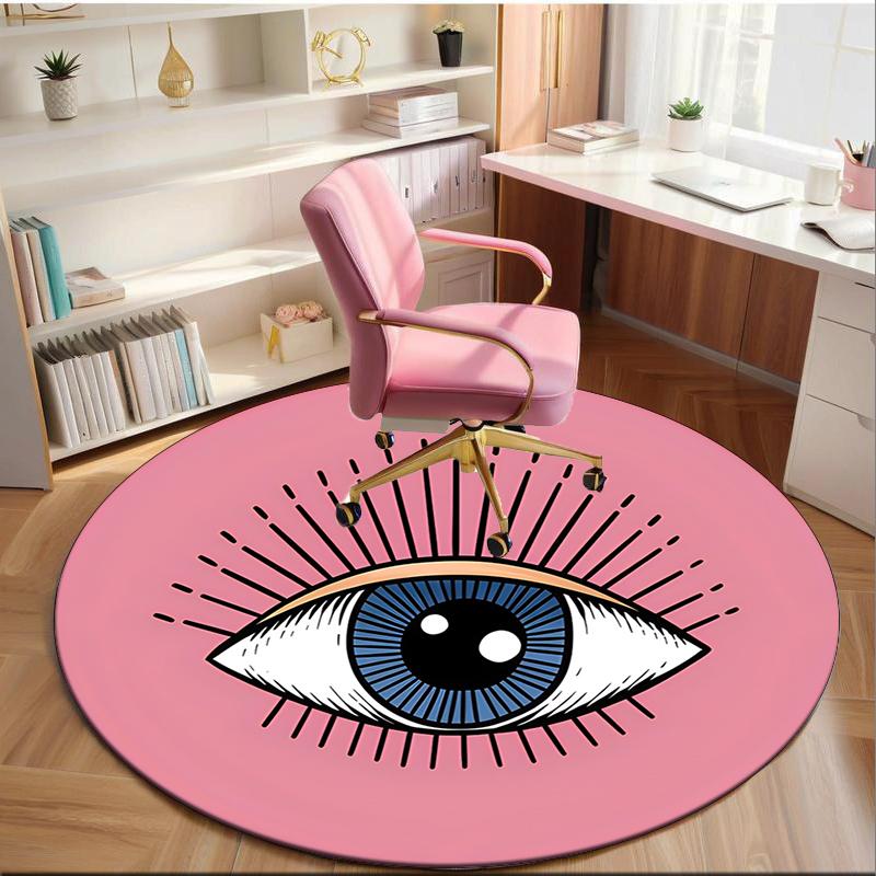 Turkish Evil Eye Round Carpet Chair Cushion Round Entryway Rug, Soft Round Rugs for Living Room, Bedroom, Circle Carpet Decor Gifts