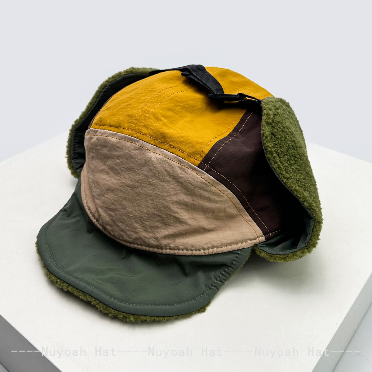 Neue Herren Damen Schnelltrocknende Farbblock Retro Baseballkappen Sonnenschutz Polarfleece-gefüttert Warm Outdoor Bombermützen Vielseitig Lässig 54-60cm black