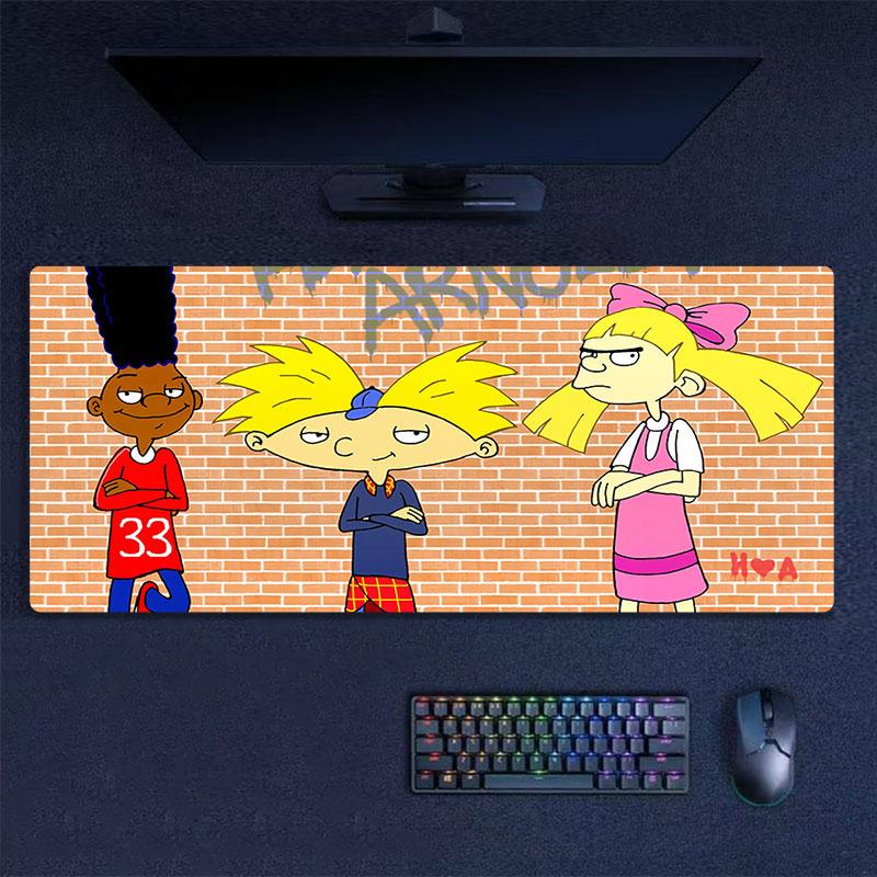 Hey Arnold! Mouse Pad, Large Gaming Desk Mat, Non-slip XXL Mousepad for Laptop & Tablet, Mini PC Playmat with Stitched Edges