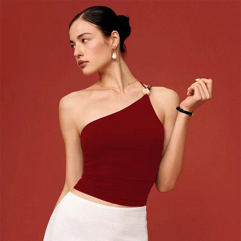 

2025 Yoga One-Shoulder Decoration Push up Shockproof Beauty Back Slimming Dance Sports Underwear Fitness Vest Bra Quick-Drying