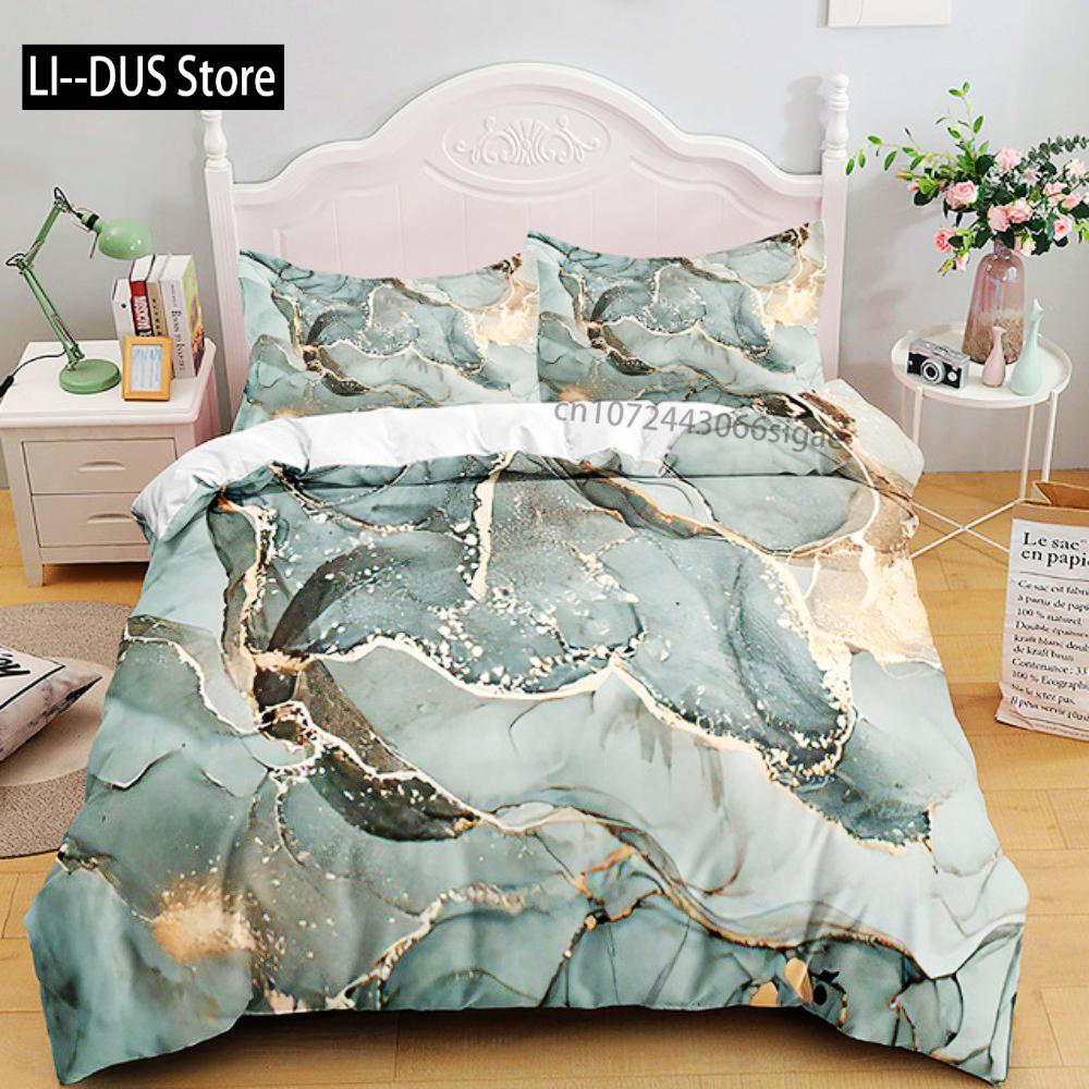 Luksusowy Czarny Marmur Zestaw Pościeli 3D Zestaw Poszwy na Kołdrę Pojedynczy Podwójny Twin Pełny Rozmiar Nastolatki Dorośli Pościel Miękki Poliester Pościel