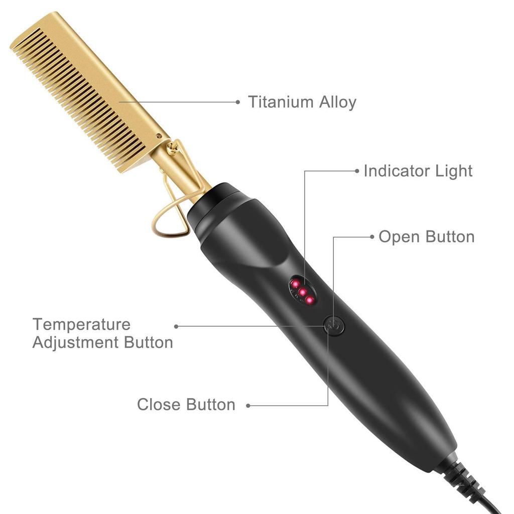 2 in 1 Hot Comb Hair Straightener Fast Heating Straightening And Curling Wet Dry Use Hair Flat Irons 450℉ Heat Hair Press Comb