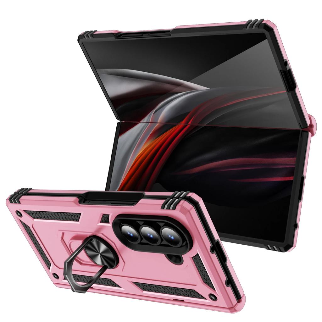 Armor Phone Case for Samsung Galaxy Z Fold 7 6 5 Fold7 Fold6 Fold5 Sockproof Ring Holder Hinge Protection Hard Plastic Cover