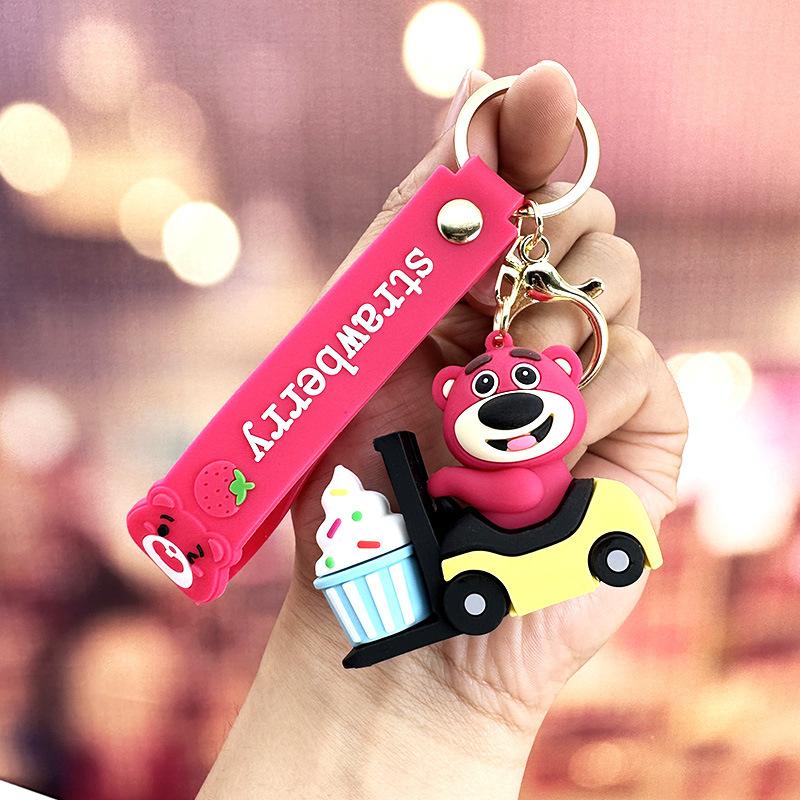 Strawberry Bear Creative Cartoon Keychain Doll Exquisite Female Couple Schoolbag Pendant Car Bag Pendant Keychain